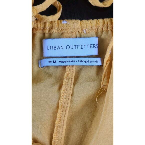 Urban Outfitters Romper Womens Medium Yellow Cleo Embroidered‎ Tie-Back Smocked - Picture 6 of 8